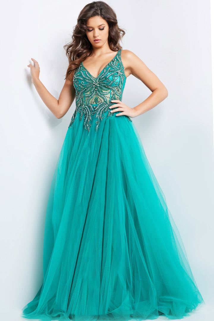 Jovani 23962 Beaded Illusion Ballgown
