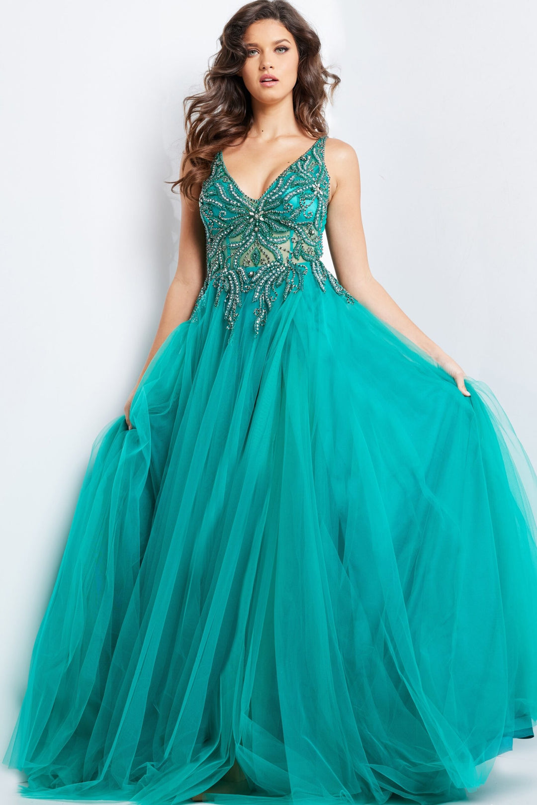 Jovani 23962 Beaded Illusion Ballgown