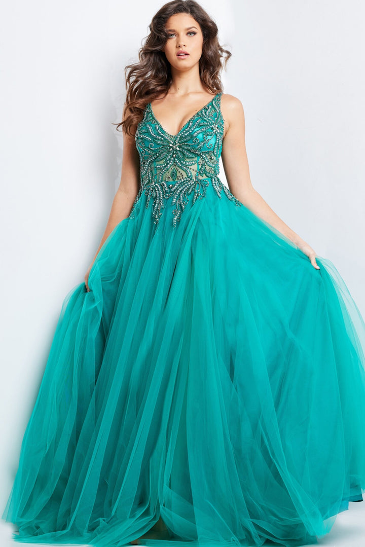 Jovani 23962 Beaded Illusion Ballgown
