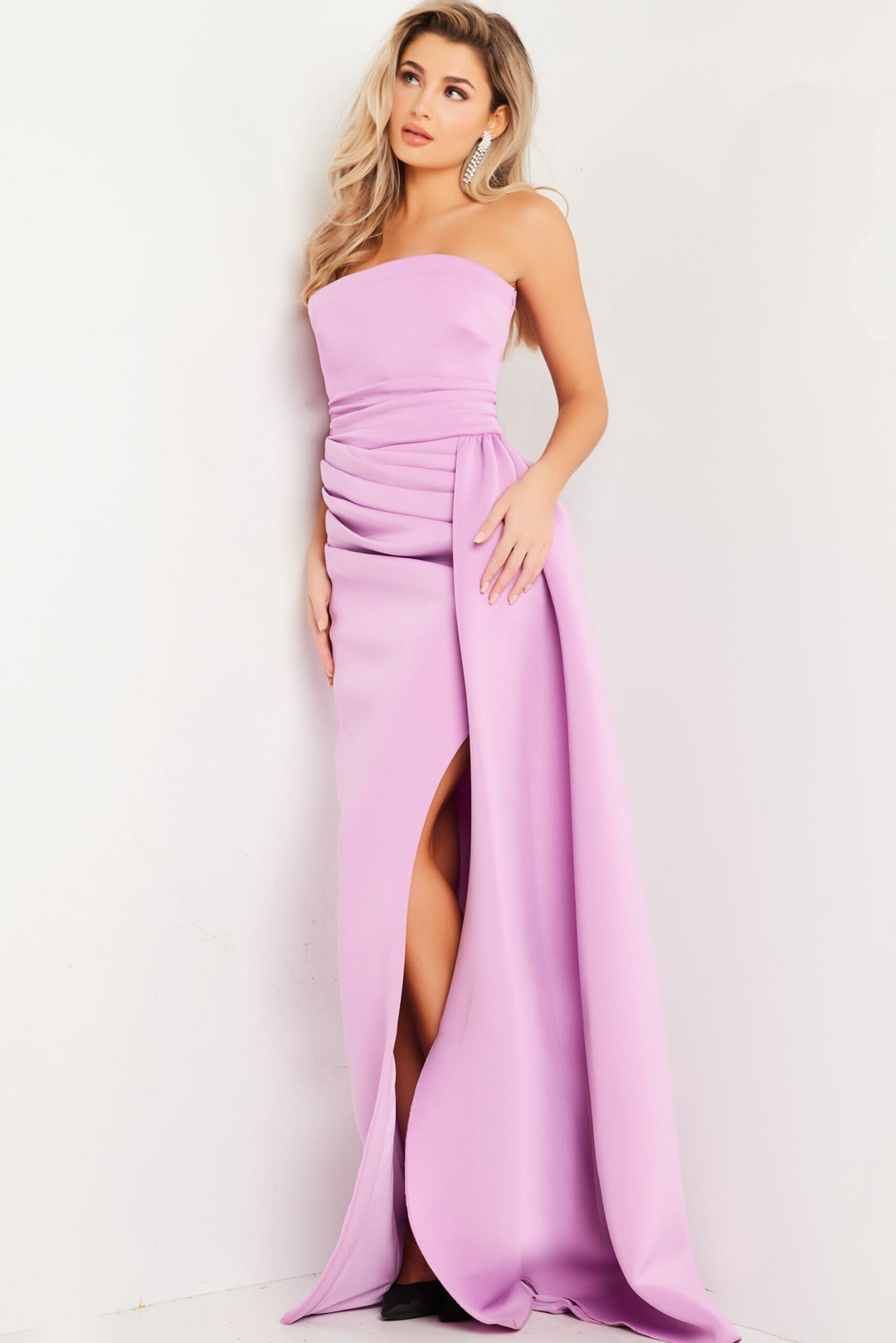 Jovani 24012 Strapless Pleated Prom Dress with Slit