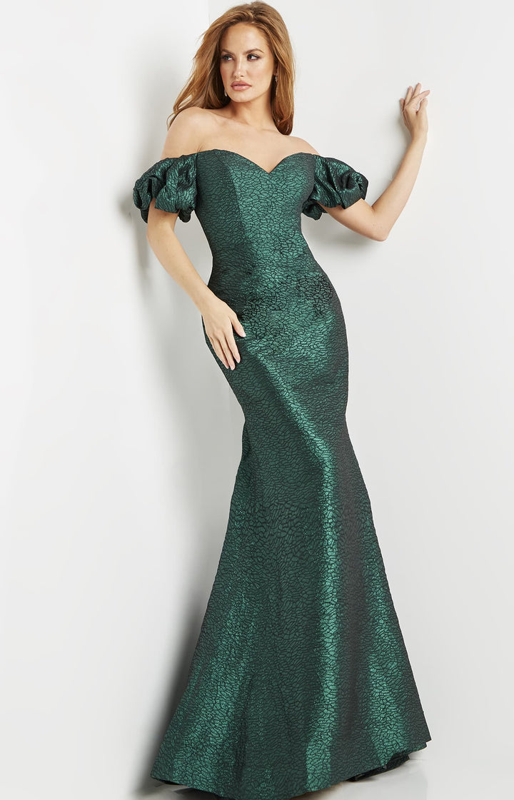 Jovani 24044 Puff Sleeve Off-Shoulder Evening Gown