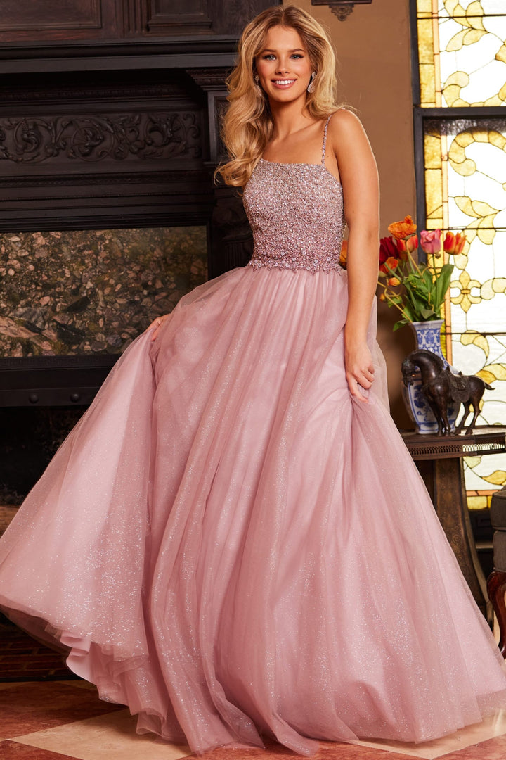 Jovani 24051 Beaded Asymmetric Neck Ballgown