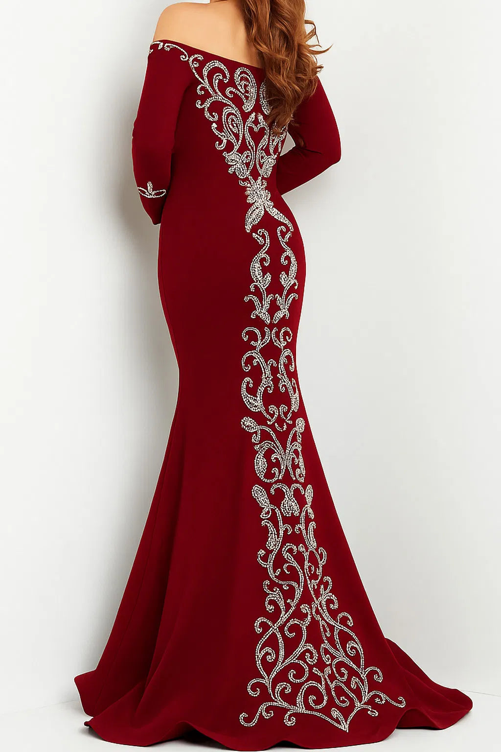 Jovani 24328 Off Shoulder Embellished Beaded Dress