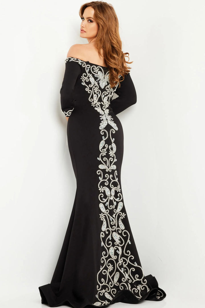 Jovani 24328 Off Shoulder Embellished Beaded Dress