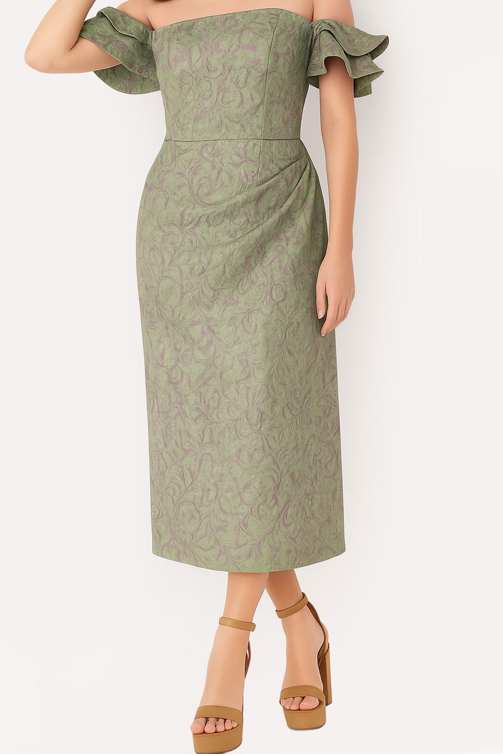 Jovani 25667 Straight-Across Tea-length Dress