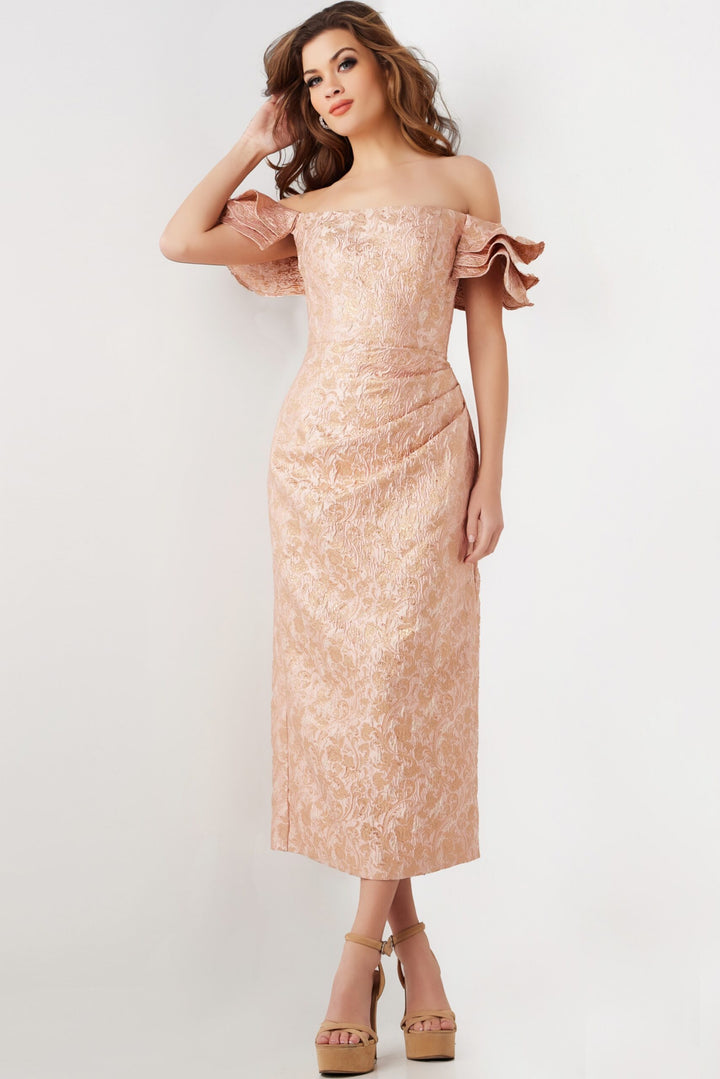 Jovani 25667 Straight-Across Tea-length Dress