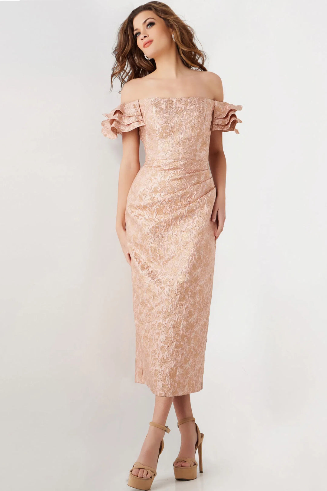 Jovani 25667 Straight-Across Tea-length Dress