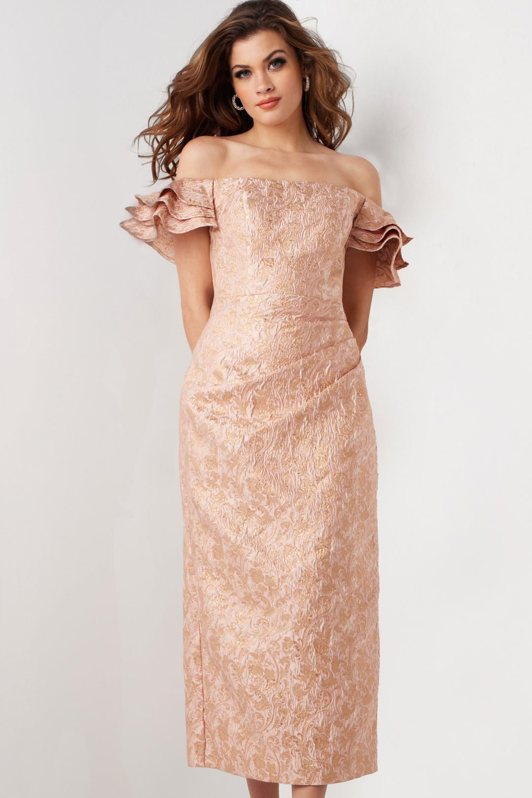 Jovani 25667 Straight-Across Tea-length Dress