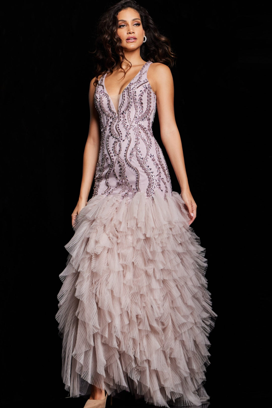 Jovani 25853 V-Neck Mermaid Dress