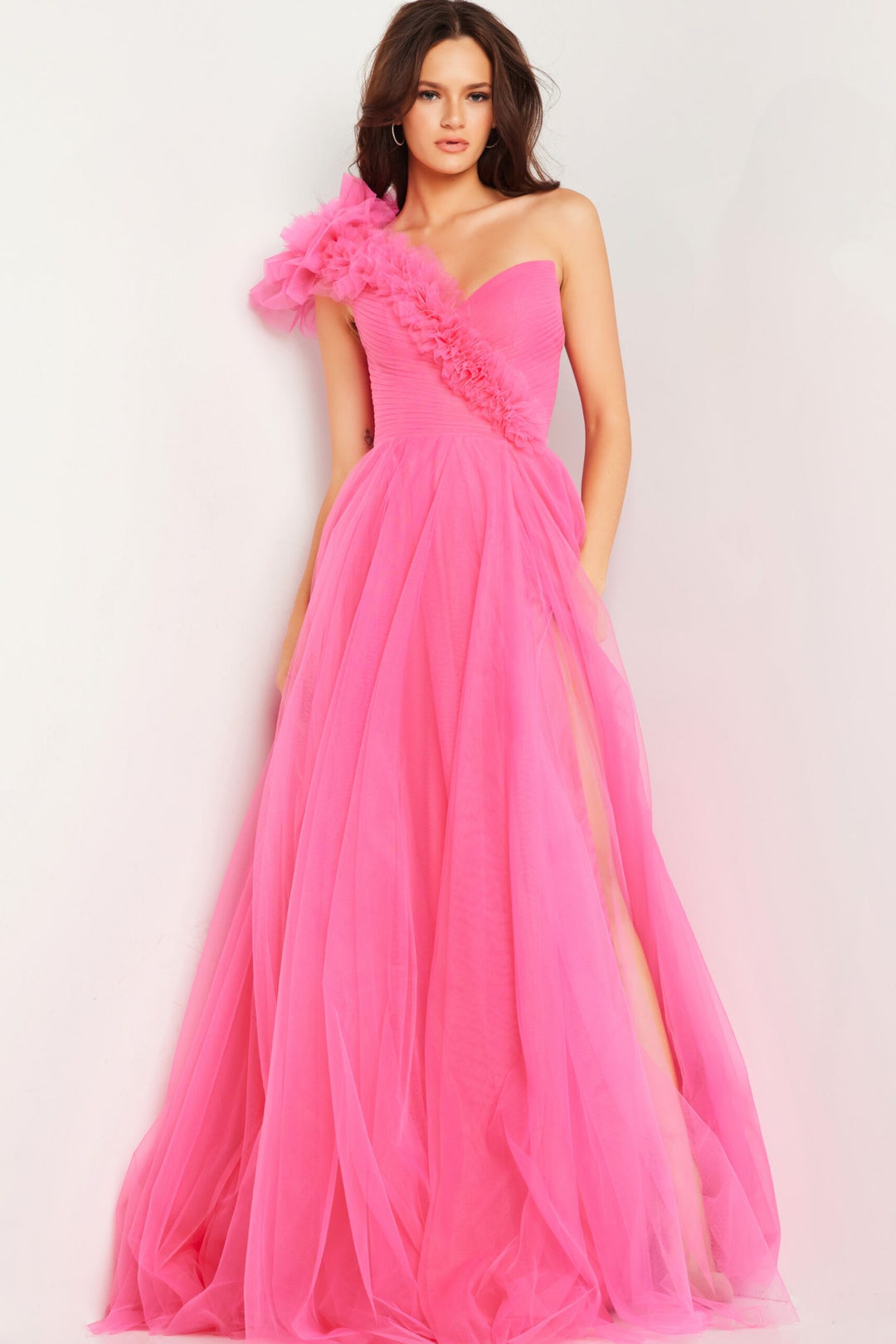 Jovani 25919 One Shoulder Tulle Prom Dress