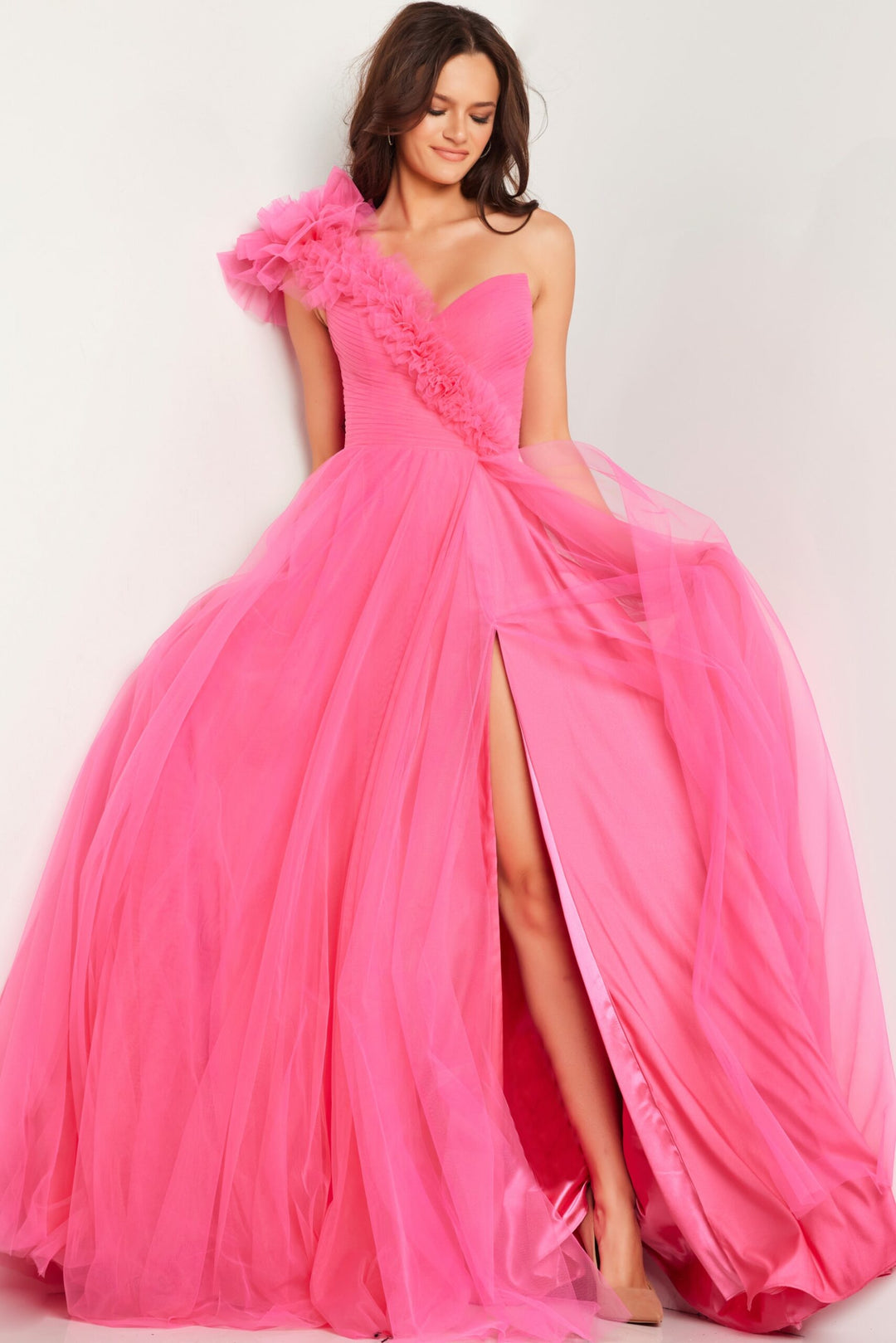 Jovani 25919 One Shoulder Tulle Prom Dress