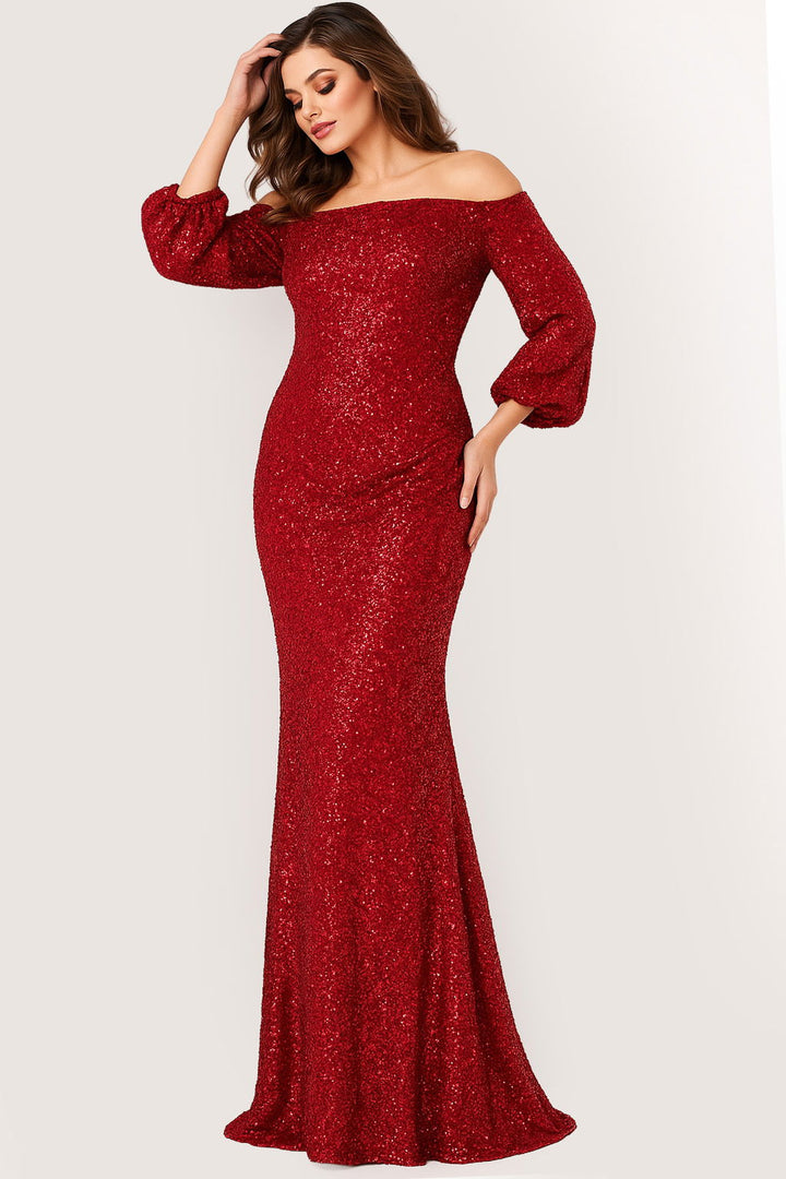 Jovani 25949 Sequin Off-Shoulder Prom Gown