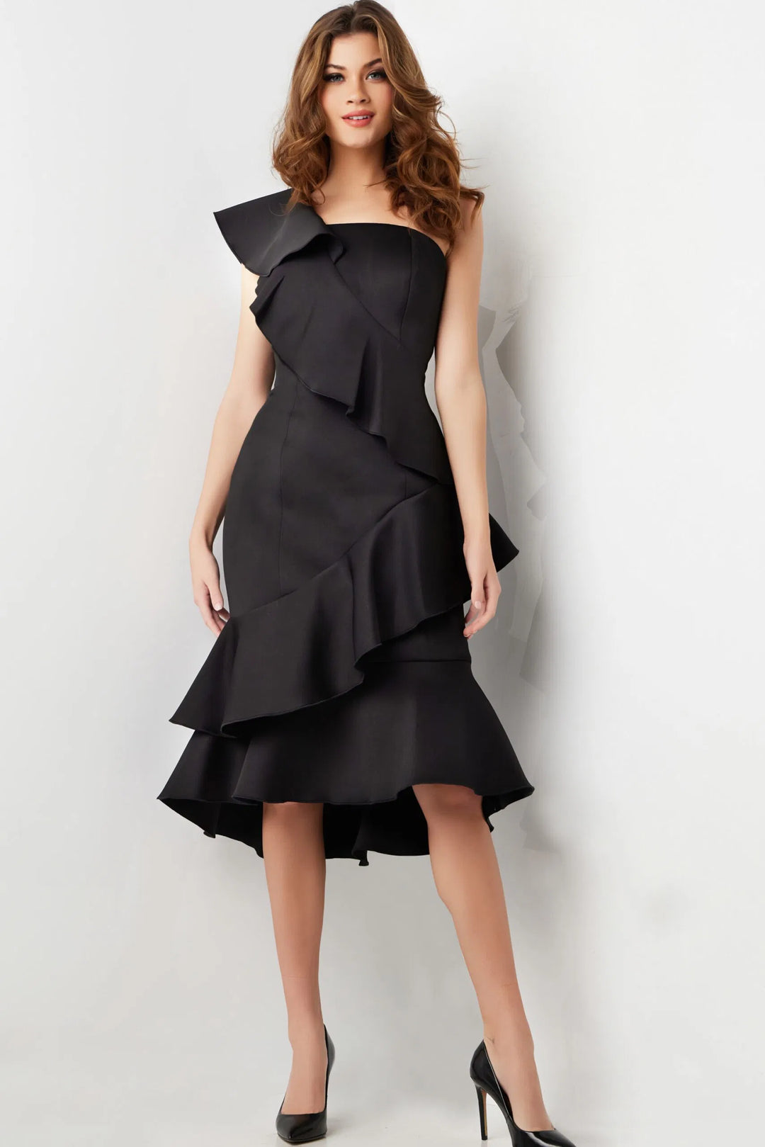 Jovani 25971 Ruffle One-Shoulder Cocktail Dress