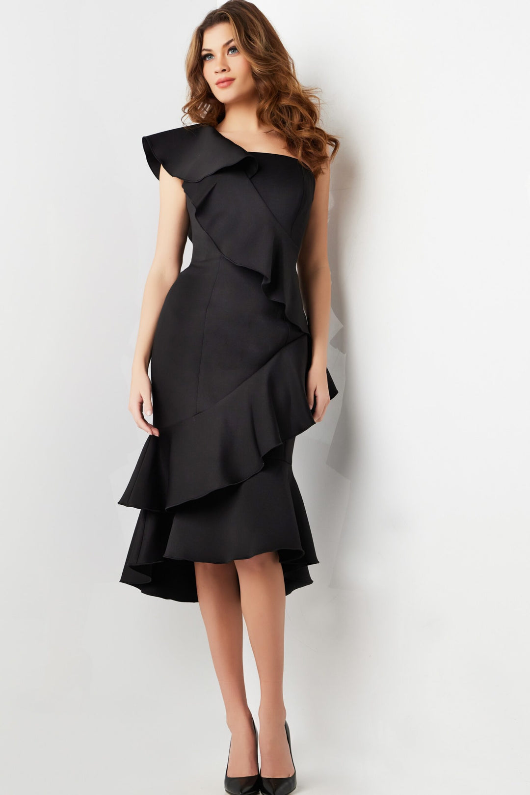 Jovani 25971 Ruffle One-Shoulder Cocktail Dress
