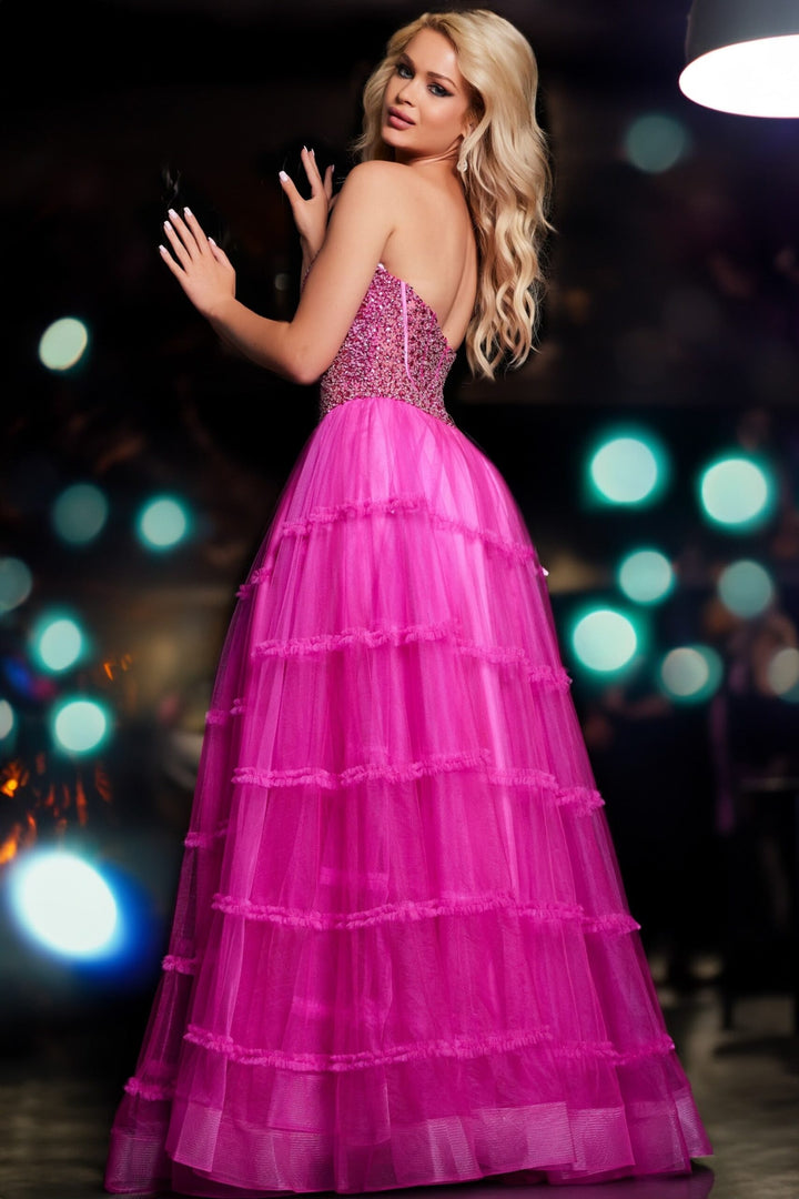 Jovani 26011 Beaded Tulle Off Shoulder A-line Gown