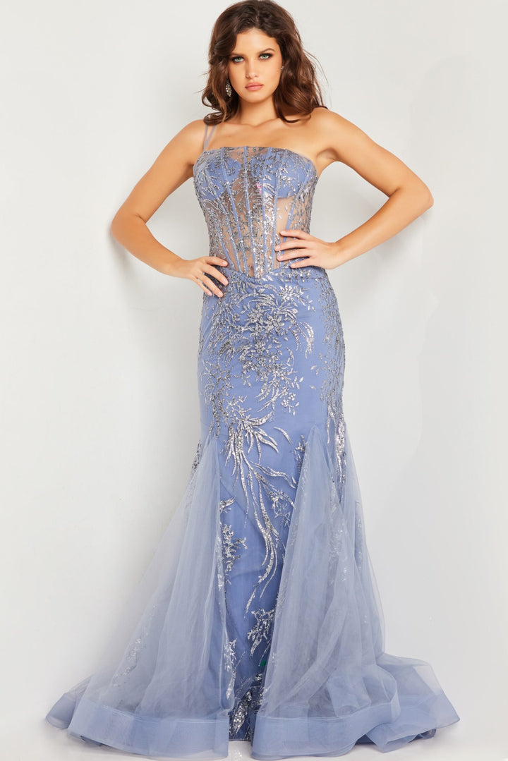 Jovani 26112 Illusion Glitter Corset Prom Dress