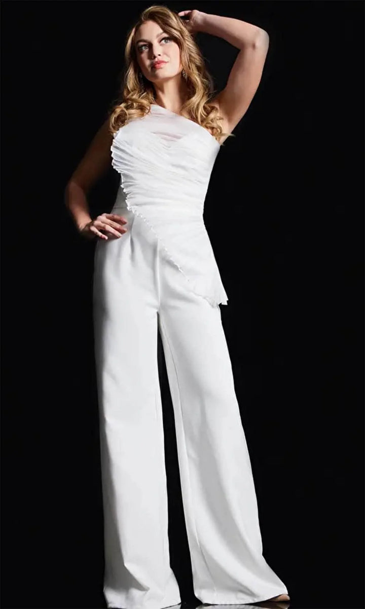 Jovani 26171 Ruched Detailed One-Shoulder Jumpsuit