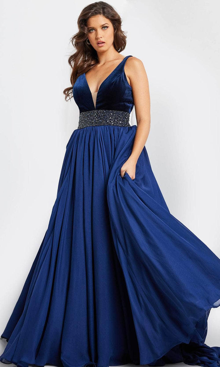Jovani 26201 Embellished Waist A-Line Prom Dress