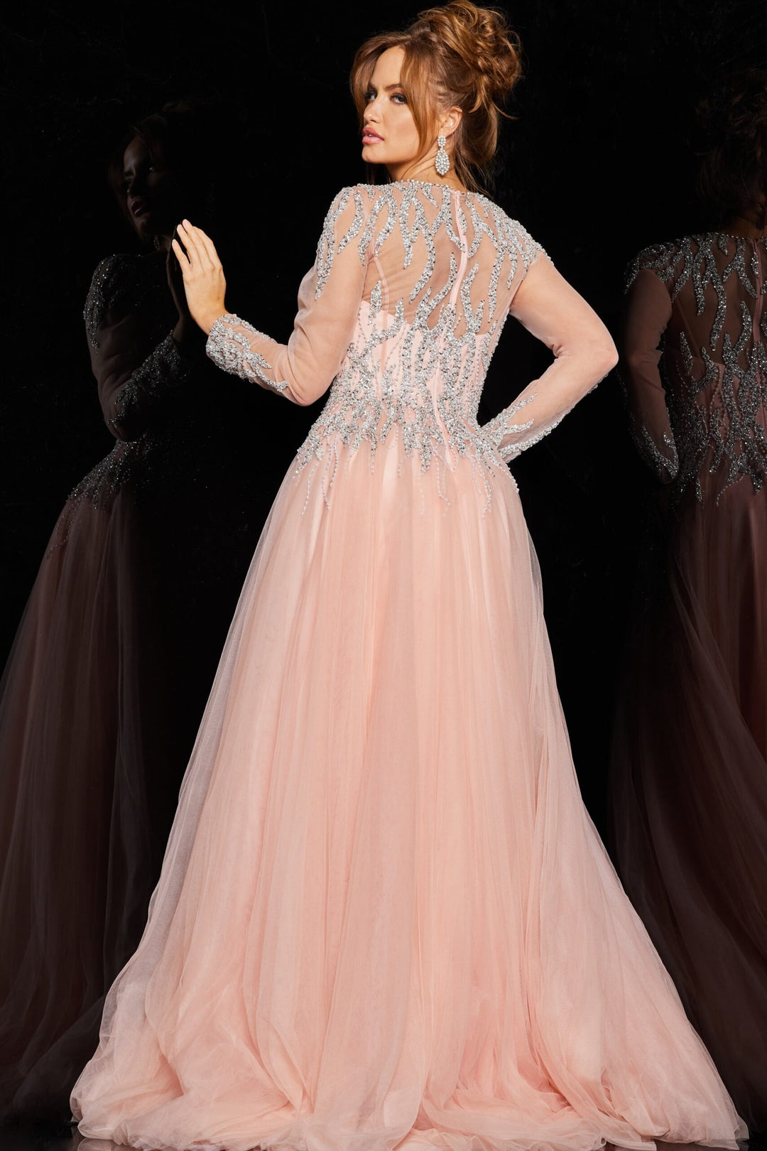 Jovani 36533 Breathtaking Sheer Embellished A-Line Gown