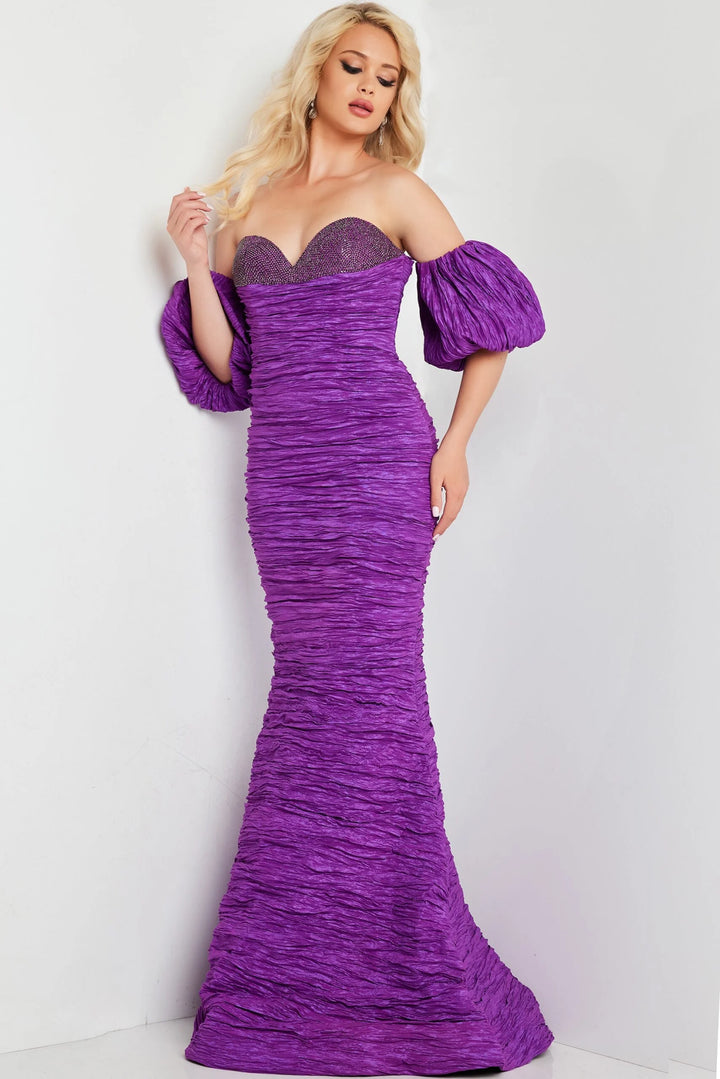 Jovani 37072 Puff Sleeve Mermaid Evening Dress