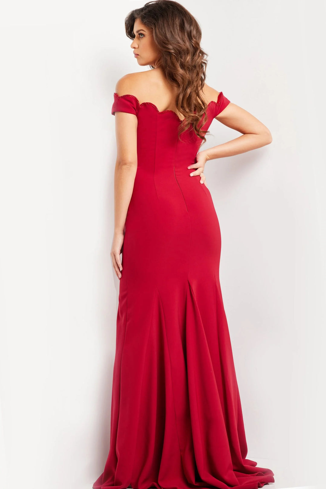 Jovani 37147 Sweetheart Scallop Neckline Fitted Bodice Prom Gown