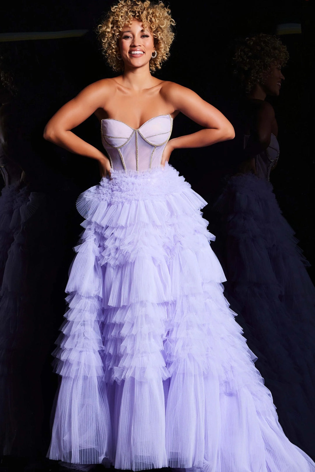 Jovani 38539 Sweetheart Tiered Ballgown