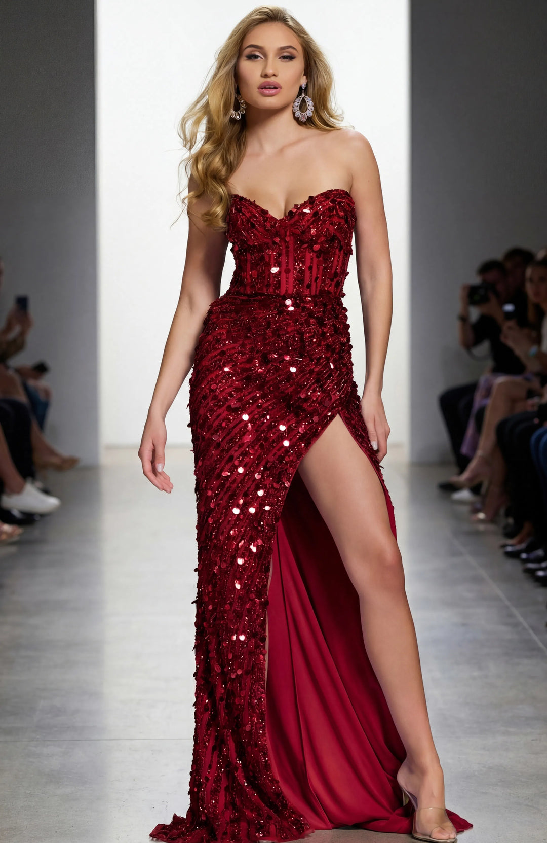 Jovani 46714 Sequin Embellished Silhouette Evening Gown