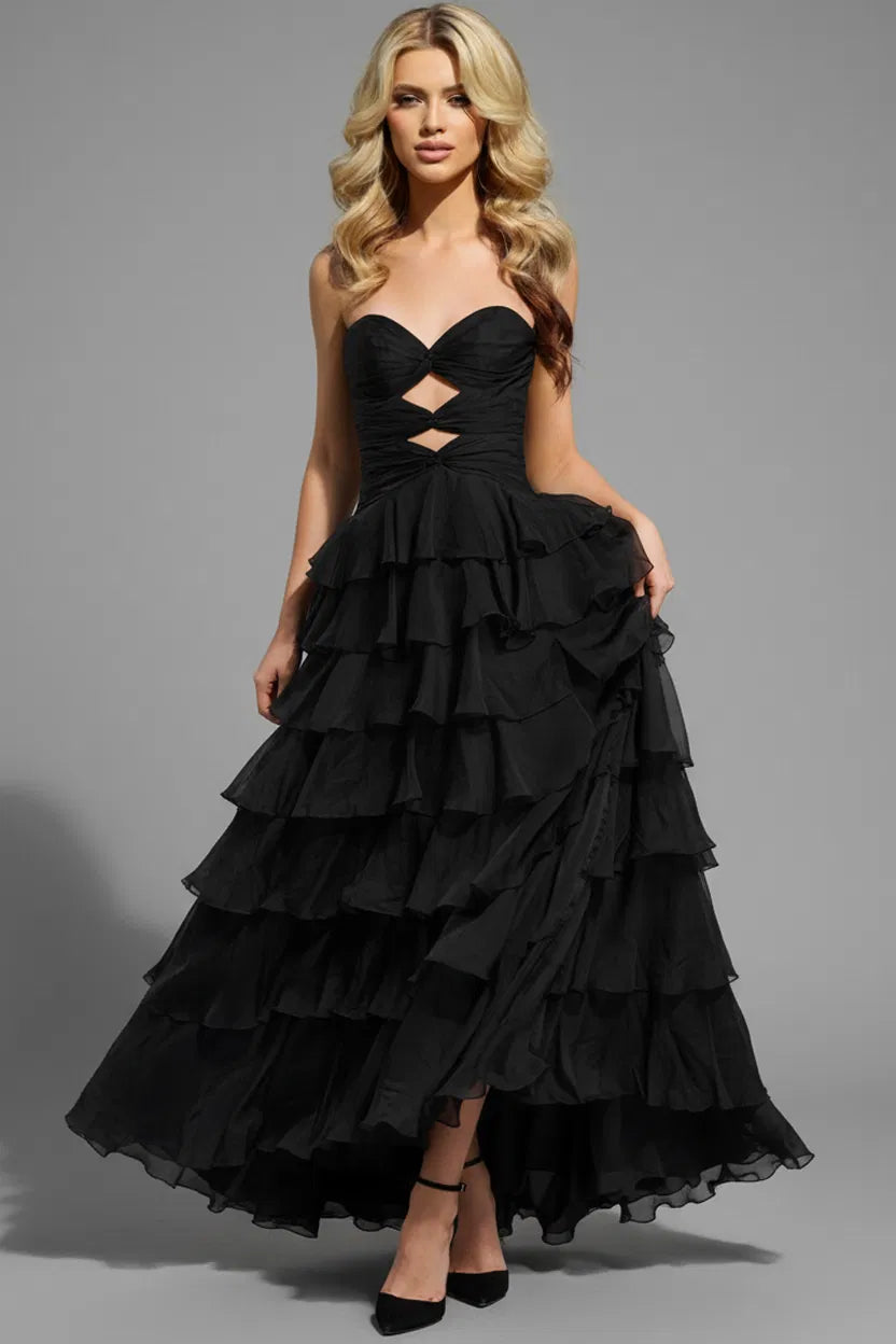 Jovani 47743 Strapless A-Line Prom Dress In Tiered Organza