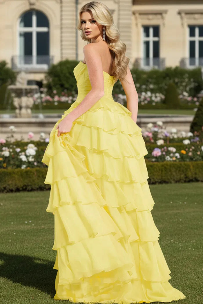 Jovani 47743 Strapless A-Line Prom Dress In Tiered Organza