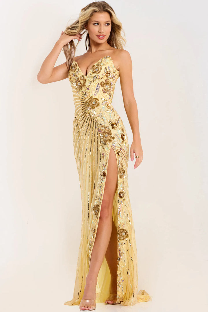 Jovani 49253 Evening Gown With Fitted Silhouette And V-Neckline