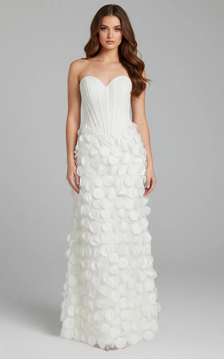 Jovani 49384 Strapless A-Line Prom Dress With 3D Petal Skirt