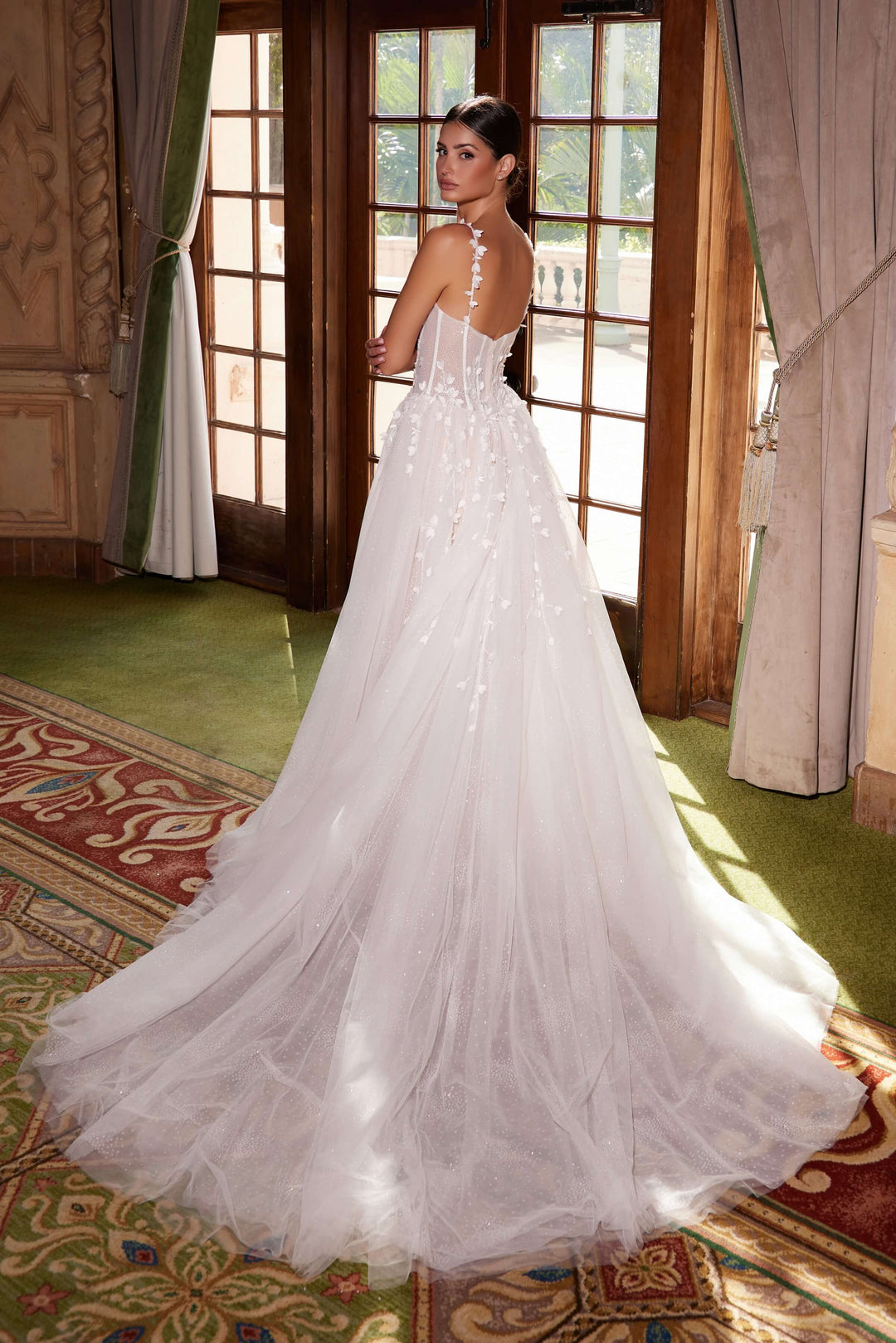 NOX ANABEL JE1026L A-Line Leaf Appliqu Wedding Dress The Gown Galleria NOX ANABEL JE1026L A-Line Leaf Appliqu Wedding Dress The Gown Galleria