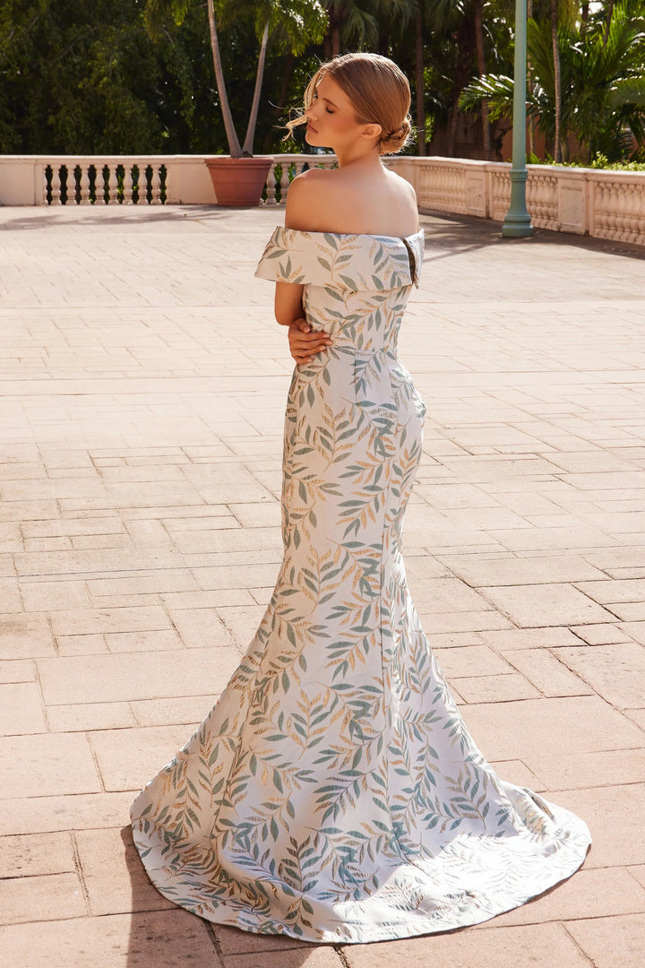 NOX ANABEL MJ134 Long Jacquard Mother Of The Bride Dress