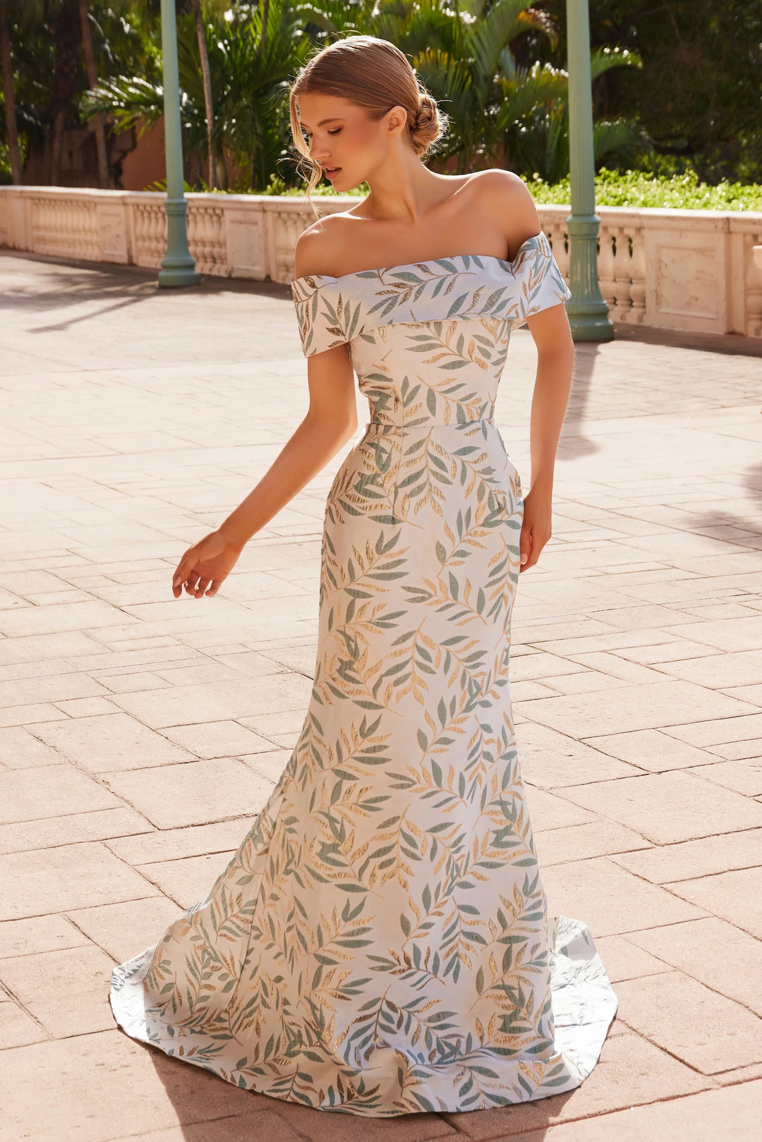 NOX ANABEL MJ134 Long Jacquard Mother Of The Bride Dress