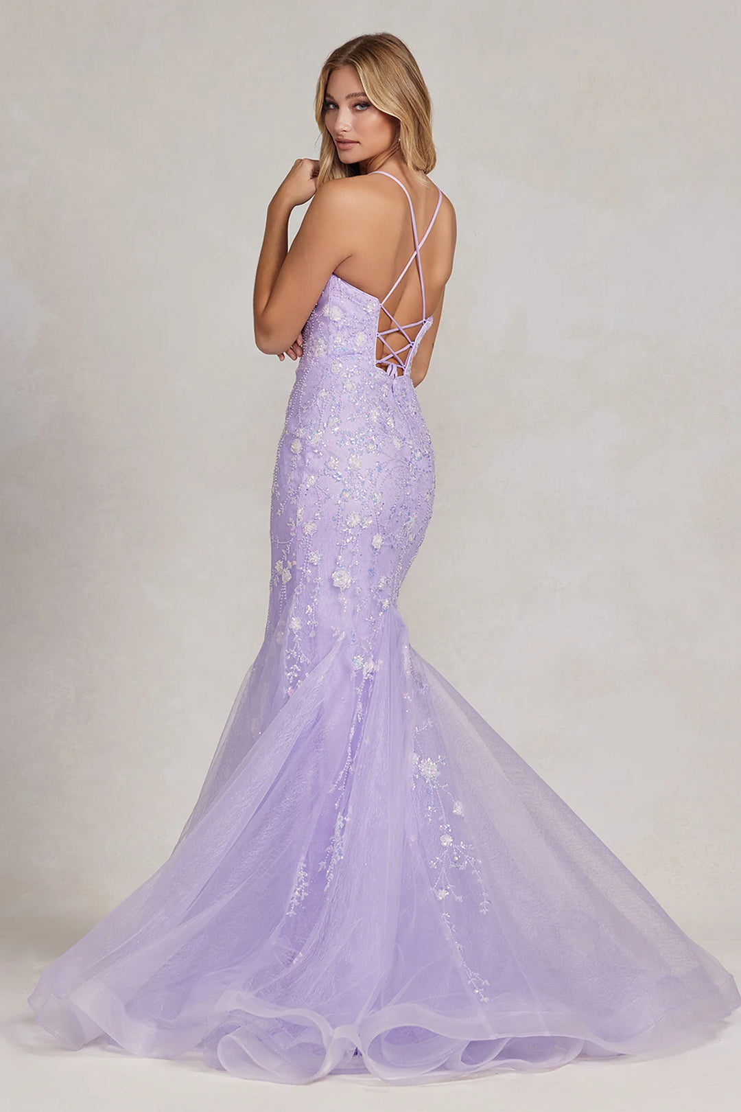NOX ANABEL C1117 Floral Beaded Trumpet Prom Gown The Gown Galleria NOX ANABEL C1117 Floral Beaded Trumpet Prom Gown The Gown Galleria