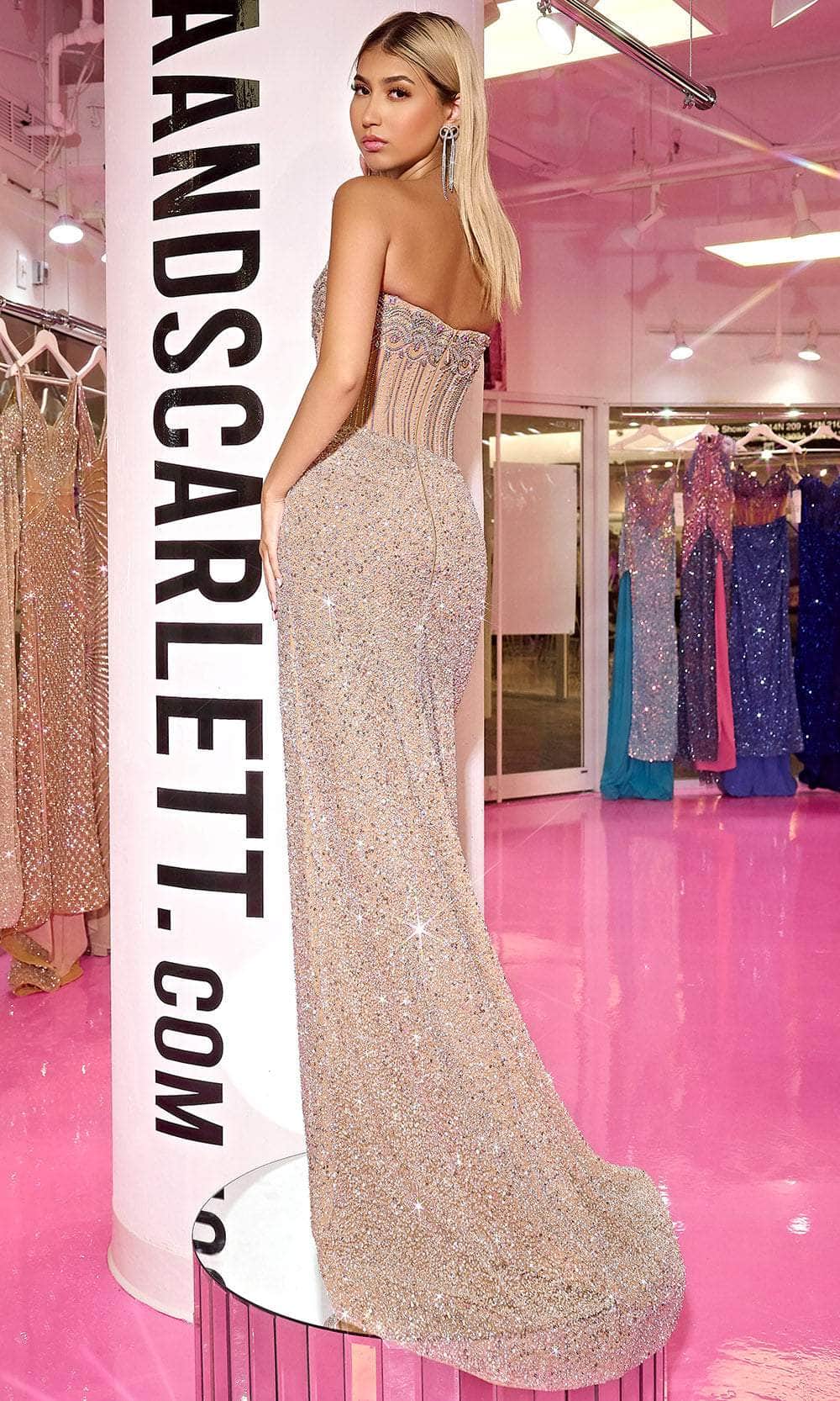 PORTIA & SCARLETT PS24877C Scoop Strapless Corset Beeded Gown