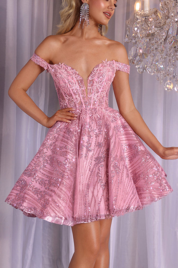 Portia & Scarlett PS25735 Off Shoulder Sequin Lace Prom Dress