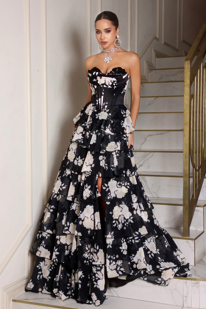 Portia & Scarlett PS25960 Strapless Floral Prom Dress