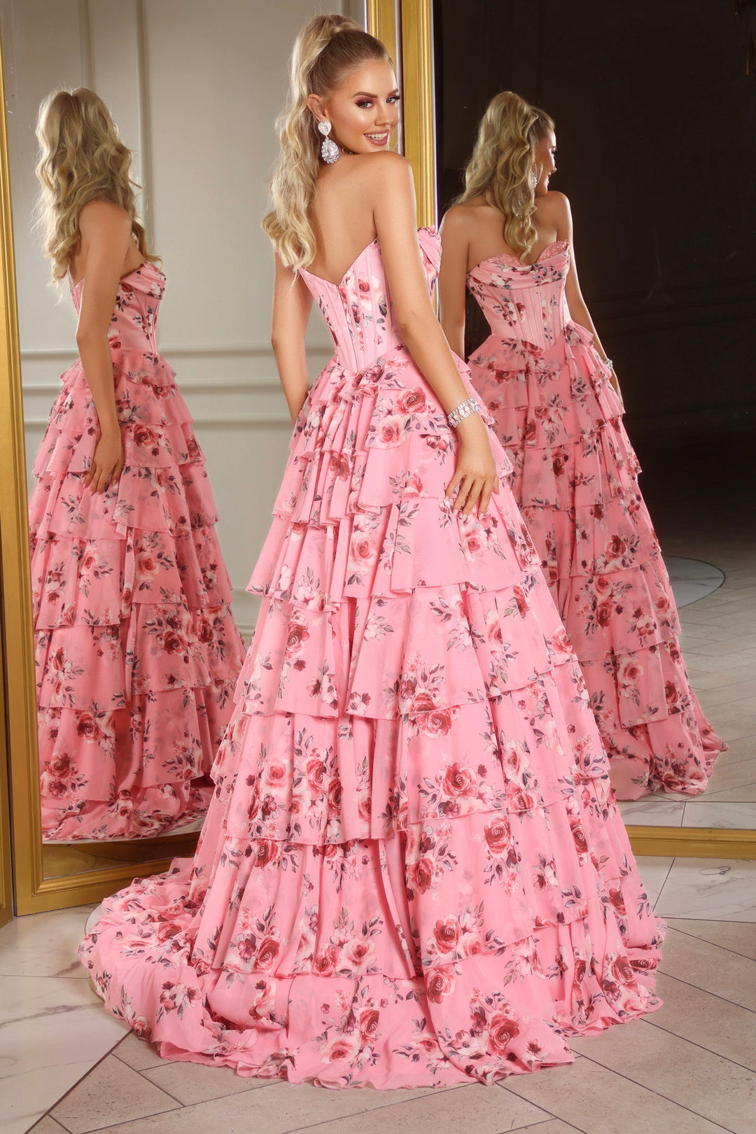 Portia & Scarlett PS25960 Strapless Floral Prom Dress