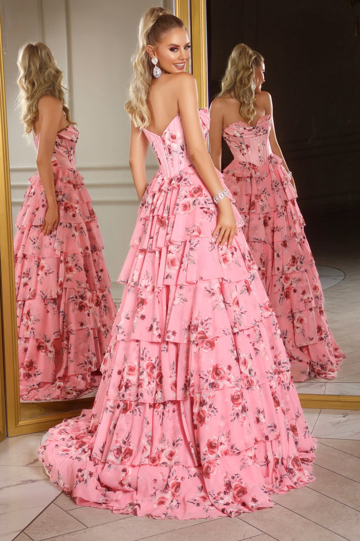 Portia & Scarlett PS25960 Strapless Floral Prom Dress