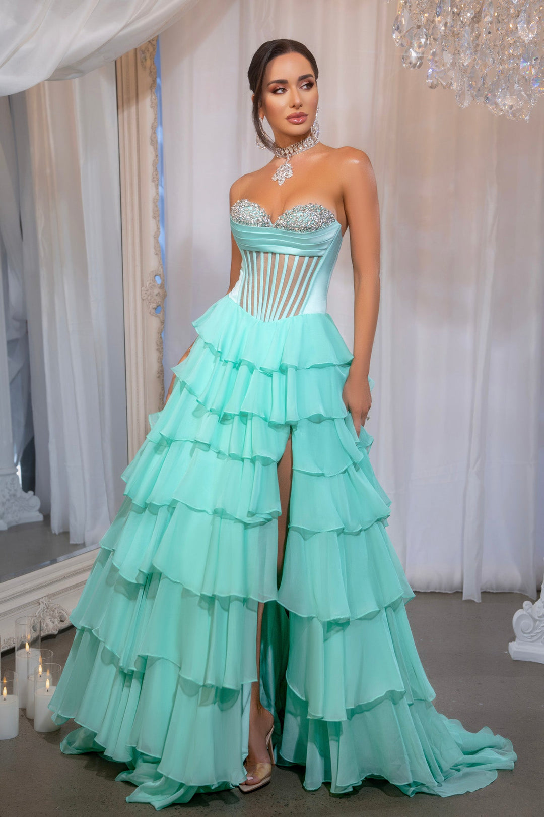 Portia & Scarlett PS25961 Evening Gown With Tiered A-Line Silhouette