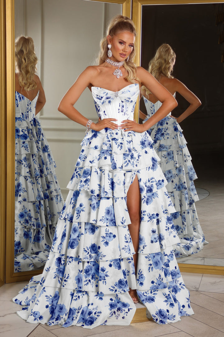 Portia & Scarlett PS25966 Floral Print A-Line Prom Dress