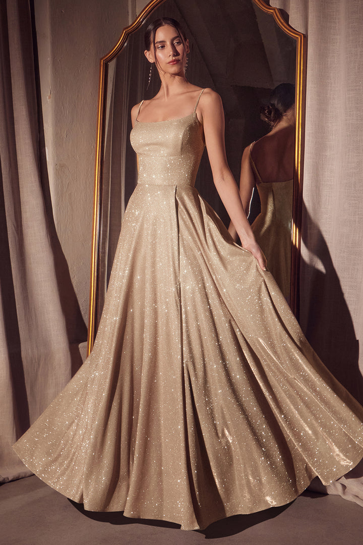Amoris T213 Evening Gown with A-Line Silhouette and Scoop Neckline