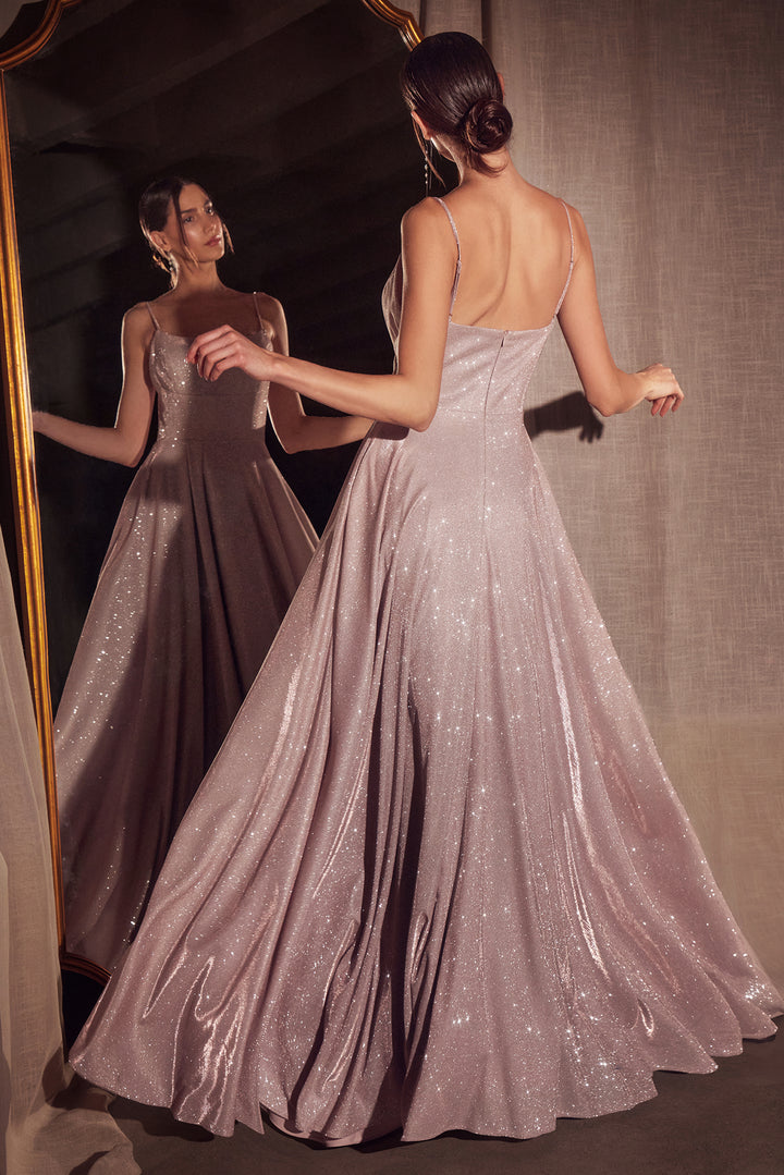 Amoris T213 Evening Gown with A-Line Silhouette and Scoop Neckline
