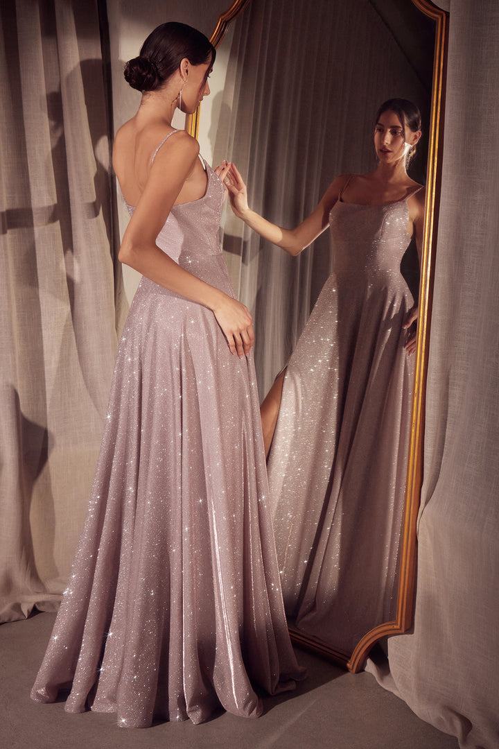 Amoris T213 Evening Gown with A-Line Silhouette and Scoop Neckline