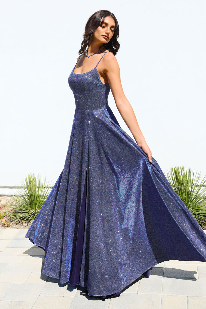 Amoris T213 Evening Gown with A-Line Silhouette and Scoop Neckline
