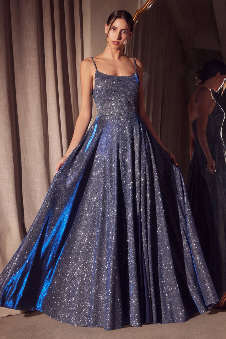 Amoris T213 Evening Gown with A-Line Silhouette and Scoop Neckline