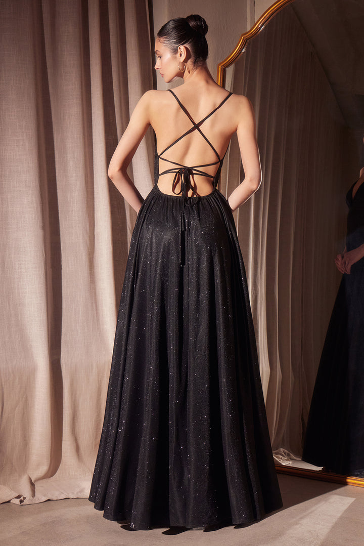Amoris T214 Evening Gown with Iridescent A-Line Silhouette