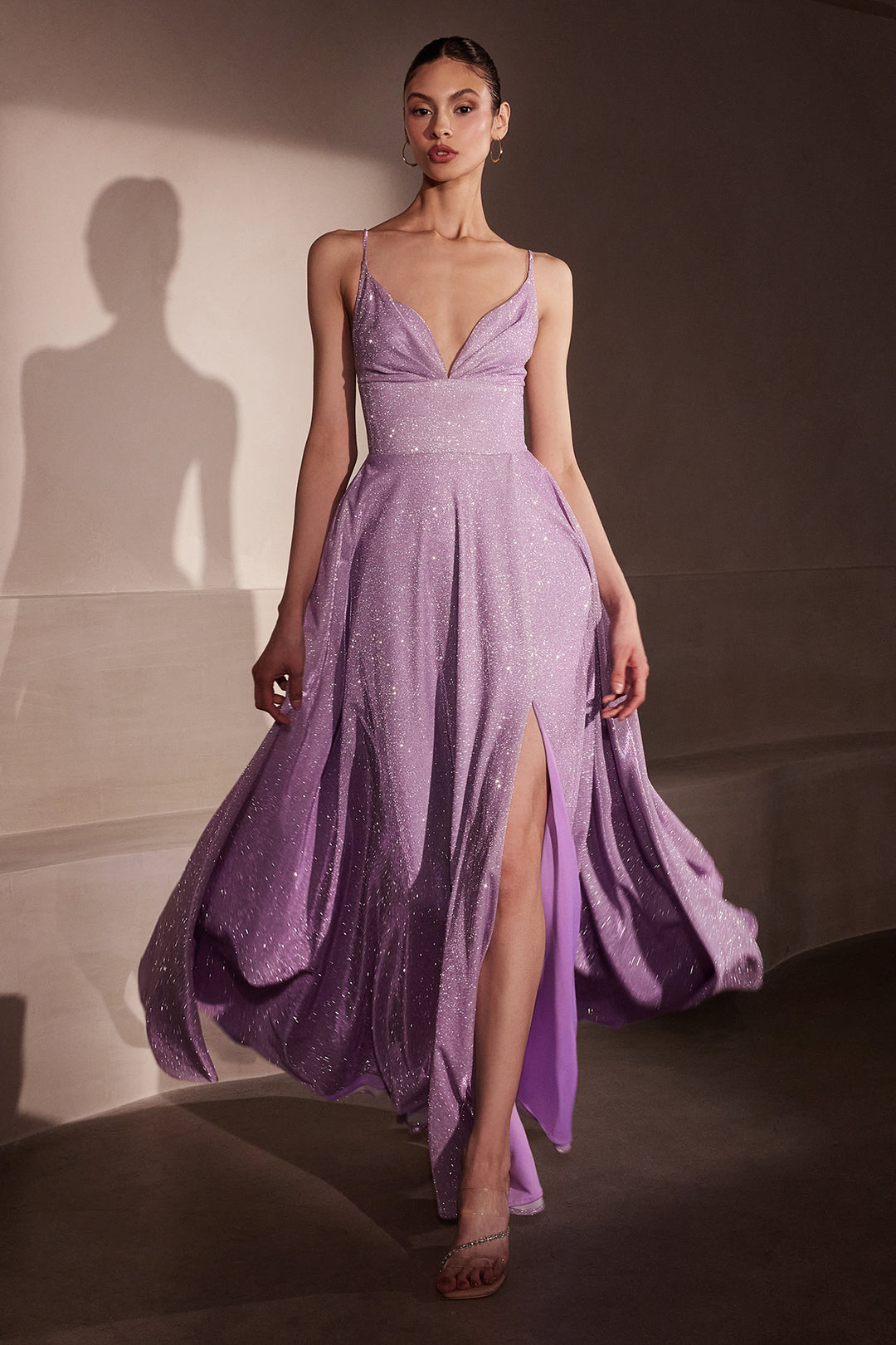 Amoris T214 Evening Gown with Iridescent A-Line Silhouette