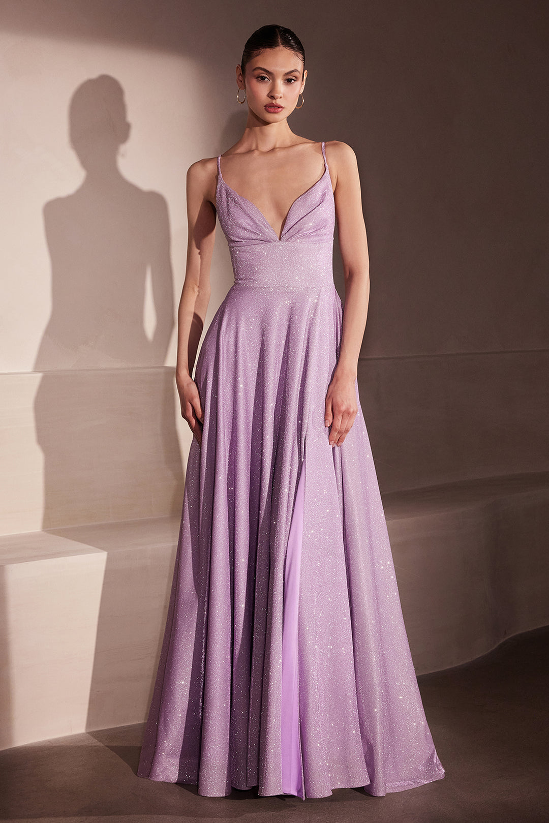 Amoris T214 Evening Gown with Iridescent A-Line Silhouette